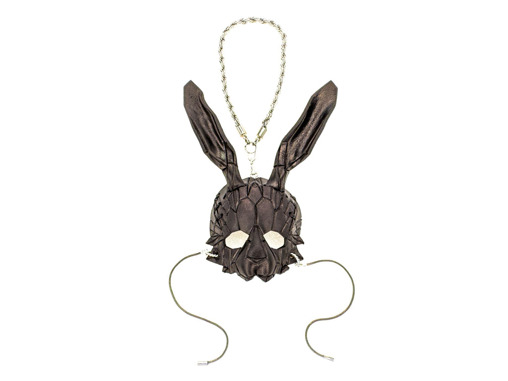 Geometric Bunny Leather Mini Mask – Handcrafted Charm for Rearview Mirrors, Handbags, Lanyards, Party Favors & More by Rockwell Masks