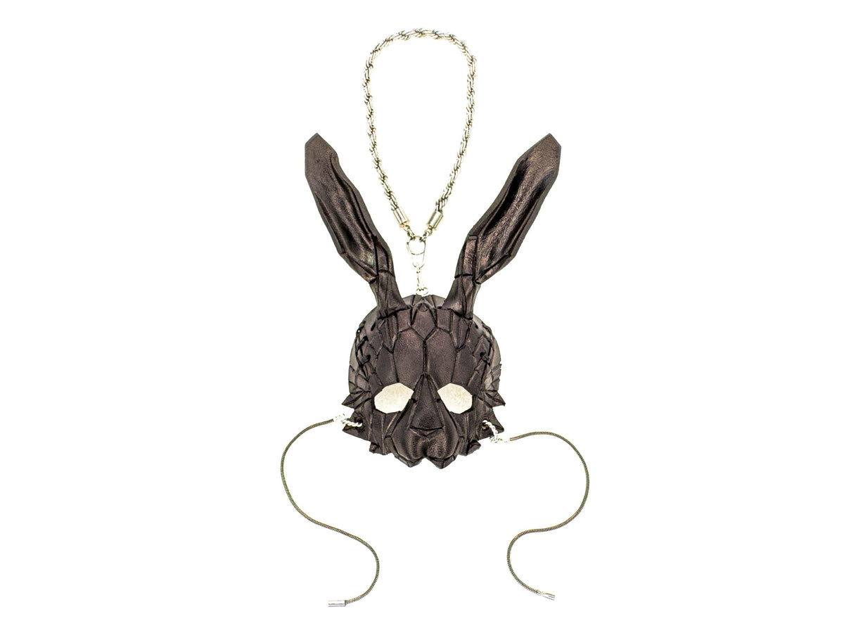 Geometric Bunny Leather Mini Mask – Handcrafted Charm for Rearview Mirrors, Handbags, Lanyards, Party Favors & More by Rockwell Masks