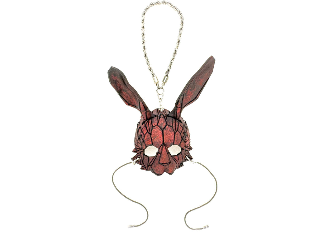 Geometric Bunny Leather Mini Mask – Handcrafted Charm for Rearview Mirrors, Handbags, Lanyards, Party Favors & More by Rockwell Masks
