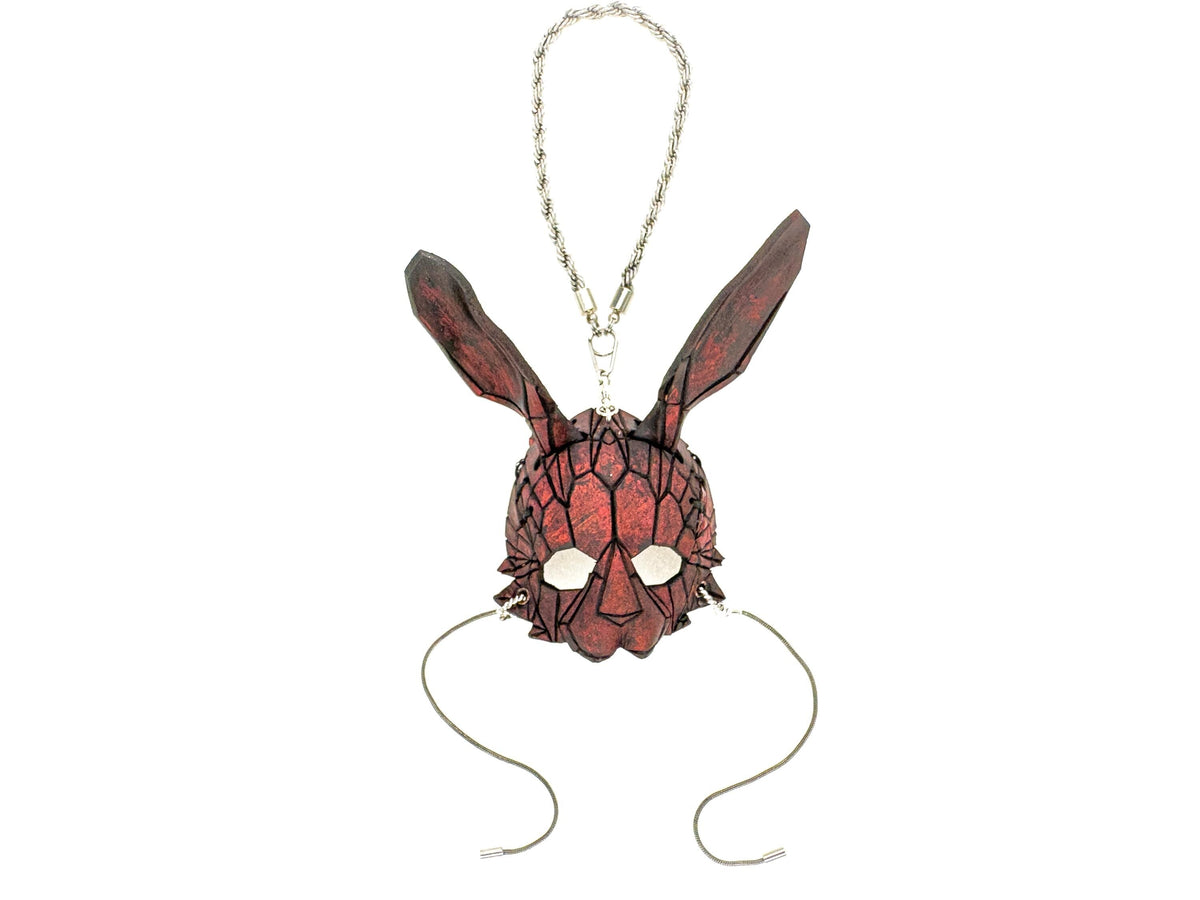 Geometric Bunny Leather Mini Mask – Handcrafted Charm for Rearview Mirrors, Handbags, Lanyards, Party Favors & More by Rockwell Masks