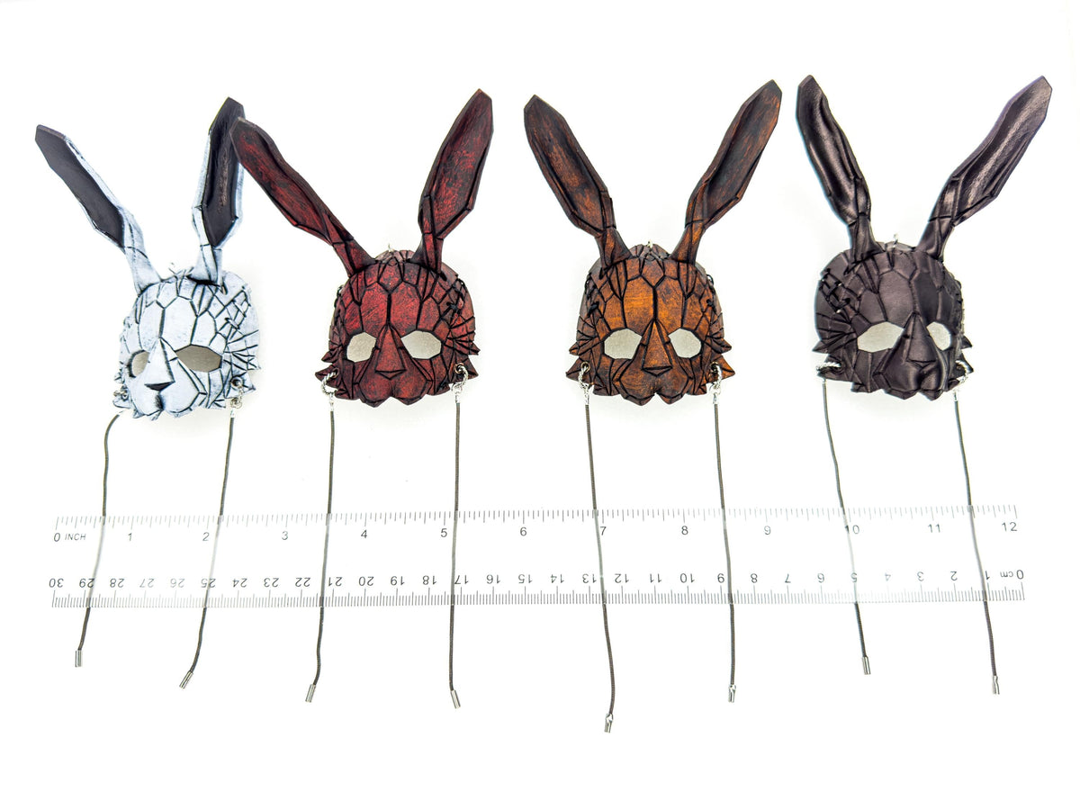 Geometric Bunny Leather Mini Mask – Handcrafted Charm for Rearview Mirrors, Handbags, Lanyards, Party Favors & More by Rockwell Masks