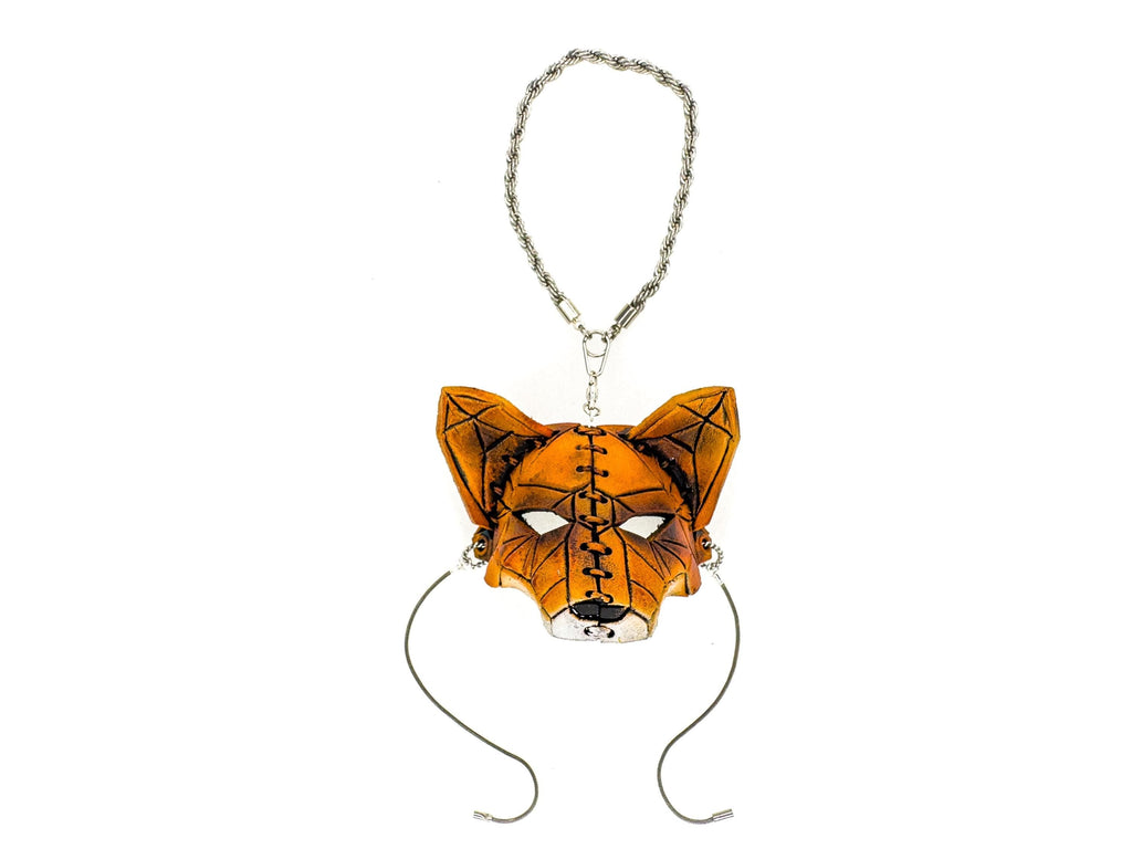 Sly Fox Leather Mini Mask – Handcrafted Charm for Rearview Mirrors, Handbags, Lanyards, Party Favors & More by Rockwell Masks