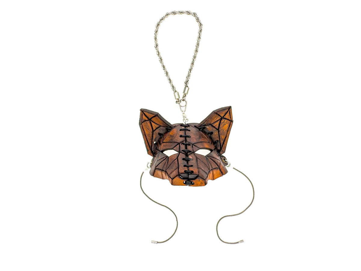 Sly Fox Leather Mini Mask – Handcrafted Charm for Rearview Mirrors, Handbags, Lanyards, Party Favors & More by Rockwell Masks