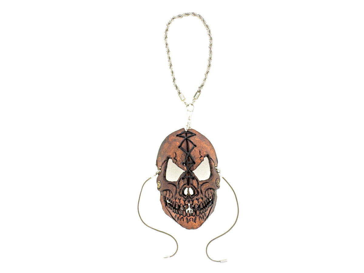 Menacing Skull Leather Mini Mask – Handcrafted Charm for Rearview Mirrors, Handbags, Lanyards, Party Favors & More by Rockwell Masks
