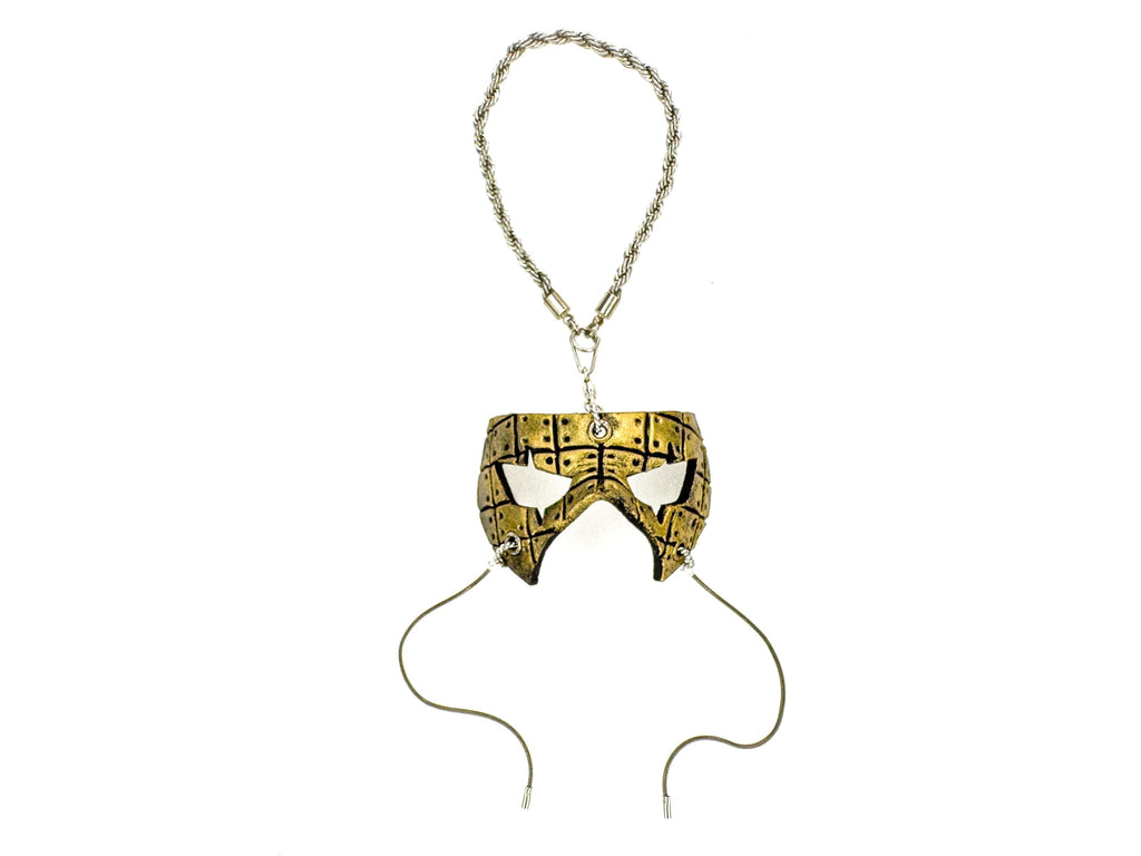 Grid Leather Mini Mask – Handcrafted Charm for Rearview Mirrors, Handbags, Lanyards, Party Favors & More by Rockwell Masks