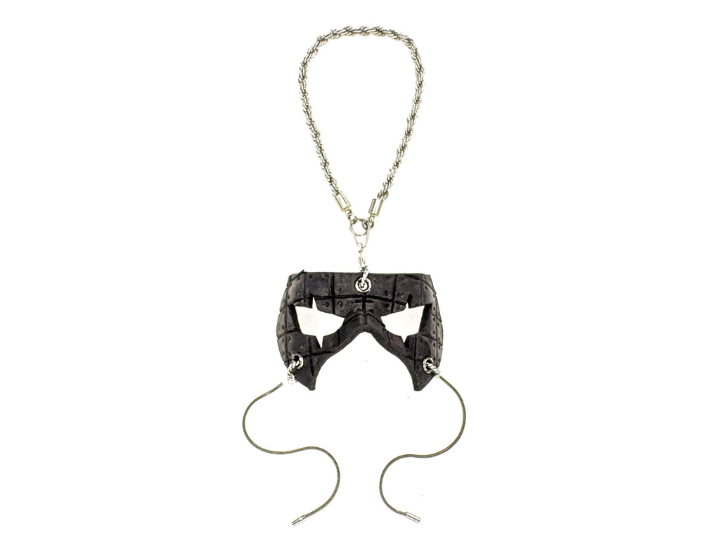 Grid Leather Mini Mask – Handcrafted Charm for Rearview Mirrors, Handbags, Lanyards, Party Favors & More by Rockwell Masks
