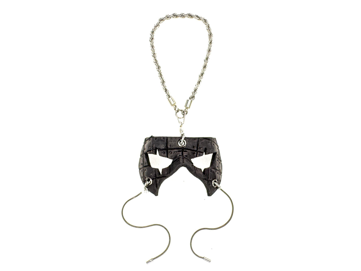 Grid Leather Mini Mask – Handcrafted Charm for Rearview Mirrors, Handbags, Lanyards, Party Favors & More by Rockwell Masks