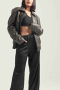 Oversized Women's Leather Bomber Jacket in Dark Brown - Retro Handcrafted Design by Ox and Bulls - Big Tim's Magic Emporium