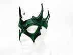 Green Dragon Crown Eye Mask - Handmade Genuine Leather - Masquerade, Halloween or Cosplay Costume by Rockwell Masks