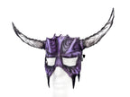 Handmade Genuine Leather Mask with Horns in Purple and White The Horned Beast by Rockwell Masks