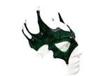 Green Dragon Crown Eye Mask - Handmade Genuine Leather - Masquerade, Halloween or Cosplay Costume by Rockwell Masks