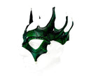 Green Dragon Crown Eye Mask - Handmade Genuine Leather - Masquerade, Halloween or Cosplay Costume by Rockwell Masks