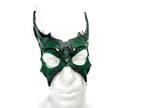 Green Dragon Crown Eye Mask - Handmade Genuine Leather - Masquerade, Halloween or Cosplay Costume by Rockwell Masks