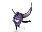 Handmade Genuine Leather Mask with Horns in Purple and White The Horned Beast by Rockwell Masks