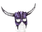 Handmade Genuine Leather Mask with Horns in Purple and White The Horned Beast by Rockwell Masks