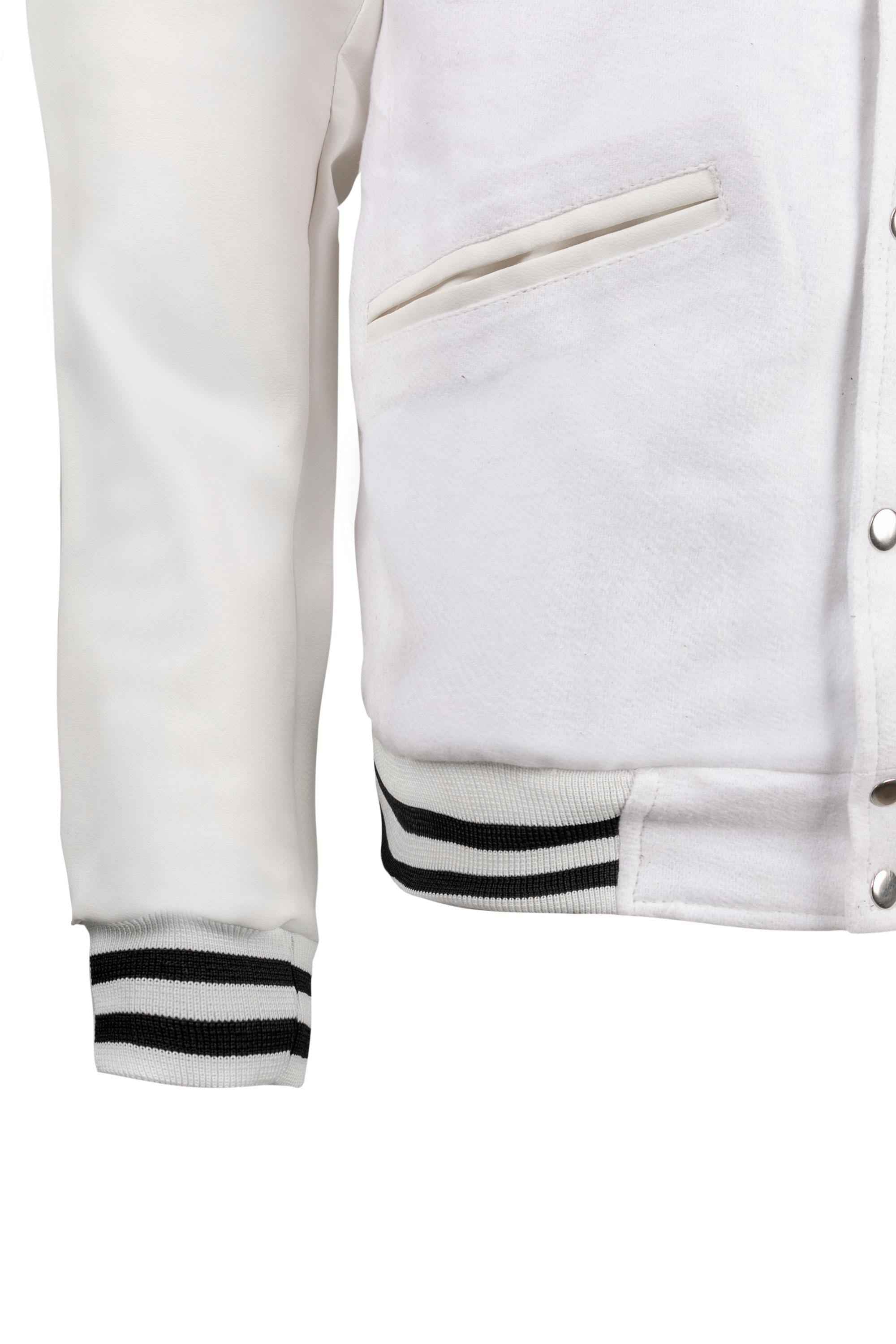 Weeknd Varsity Jacket - Customizable Handmade White and Black Cosplay - Big Tim's Magic Emporium
