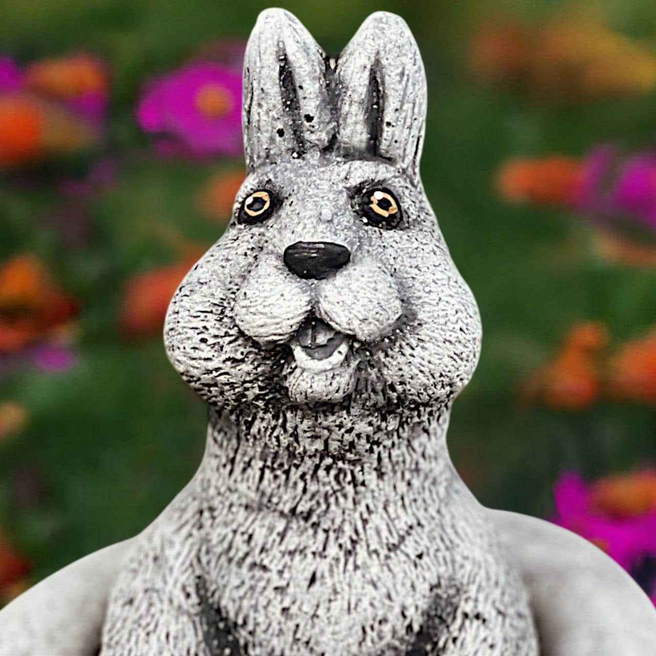 Bunny in magician hat statue Stone rabbit decor Cement bunny magic sculpture Concrete rabbit ornament Animal figurine Gift for dreamers art