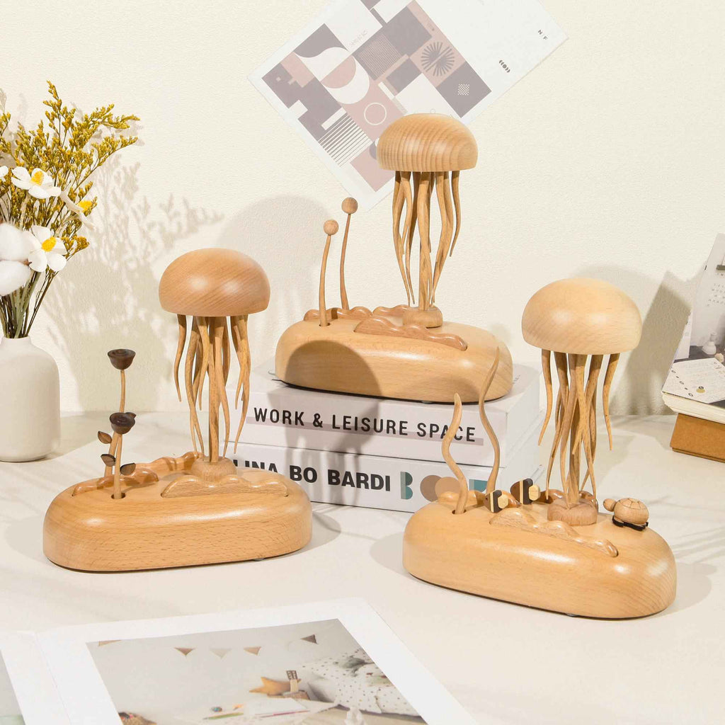 Mothers Day Custom Engraved Wooden Jellyfish Automaton Ornament,Handmade wooden mechanical Jellyfish,Unique Home Decor,Anniversary,Couple