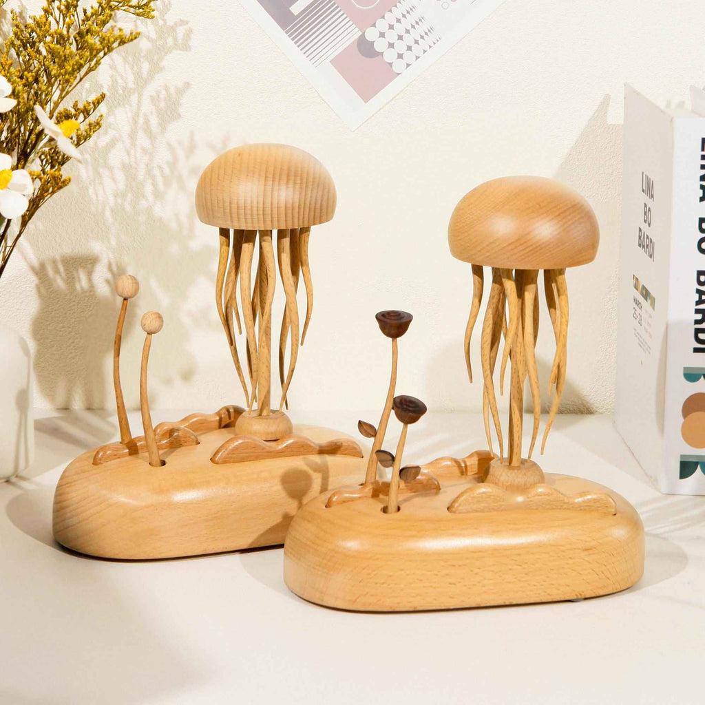 Mothers Day Custom Engraved Wooden Jellyfish Automaton Ornament,Handmade wooden mechanical Jellyfish,Unique Home Decor,Anniversary,Couple