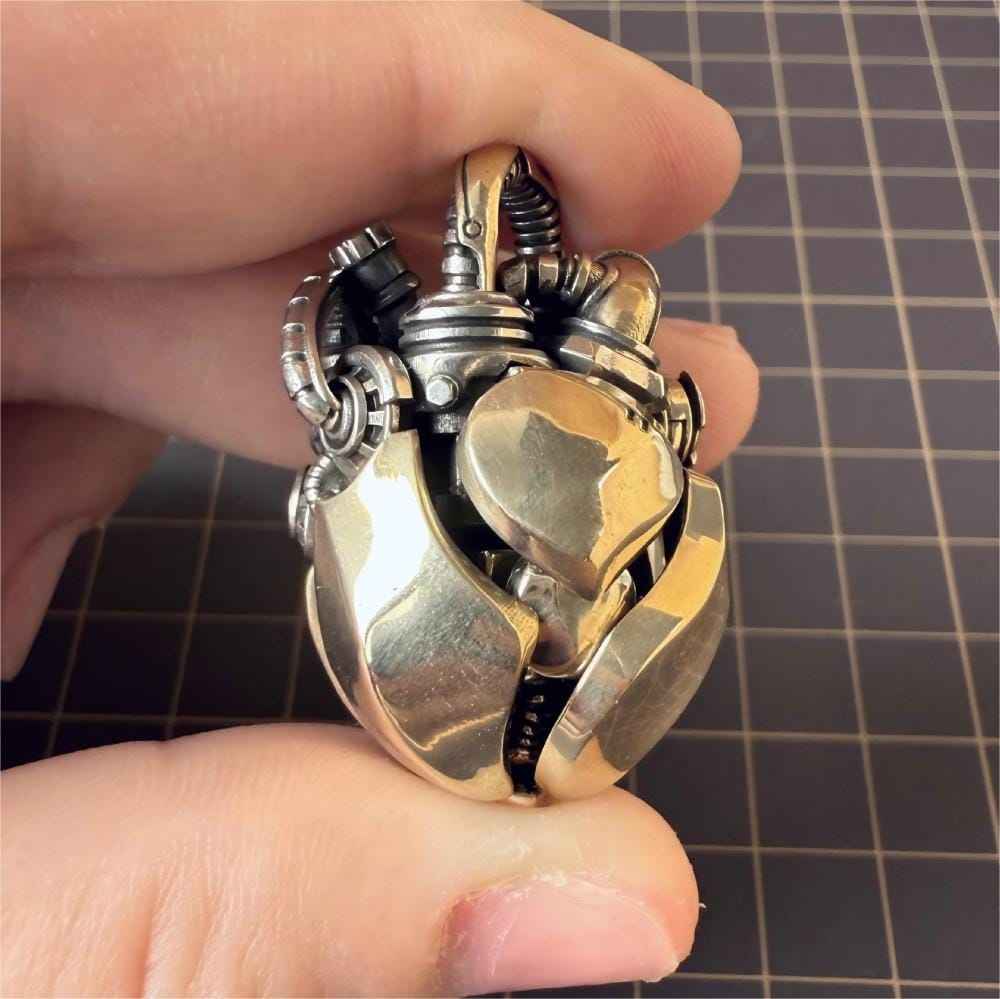 Steampunk Mechanical Heart Pendant, Kinetic Anatomical Jewelry, Gift for Engineers, Gamers
