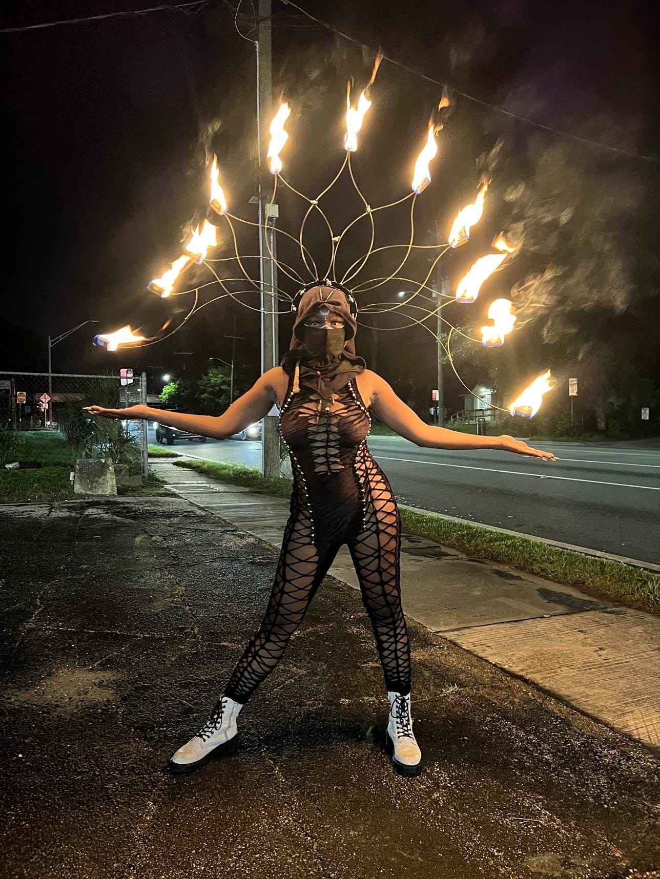 Fire Crown >>>Foldable<<< >>>FREE FAST SHIPPING<<< Dance * Performers * Bellydance * Practice * Festival
