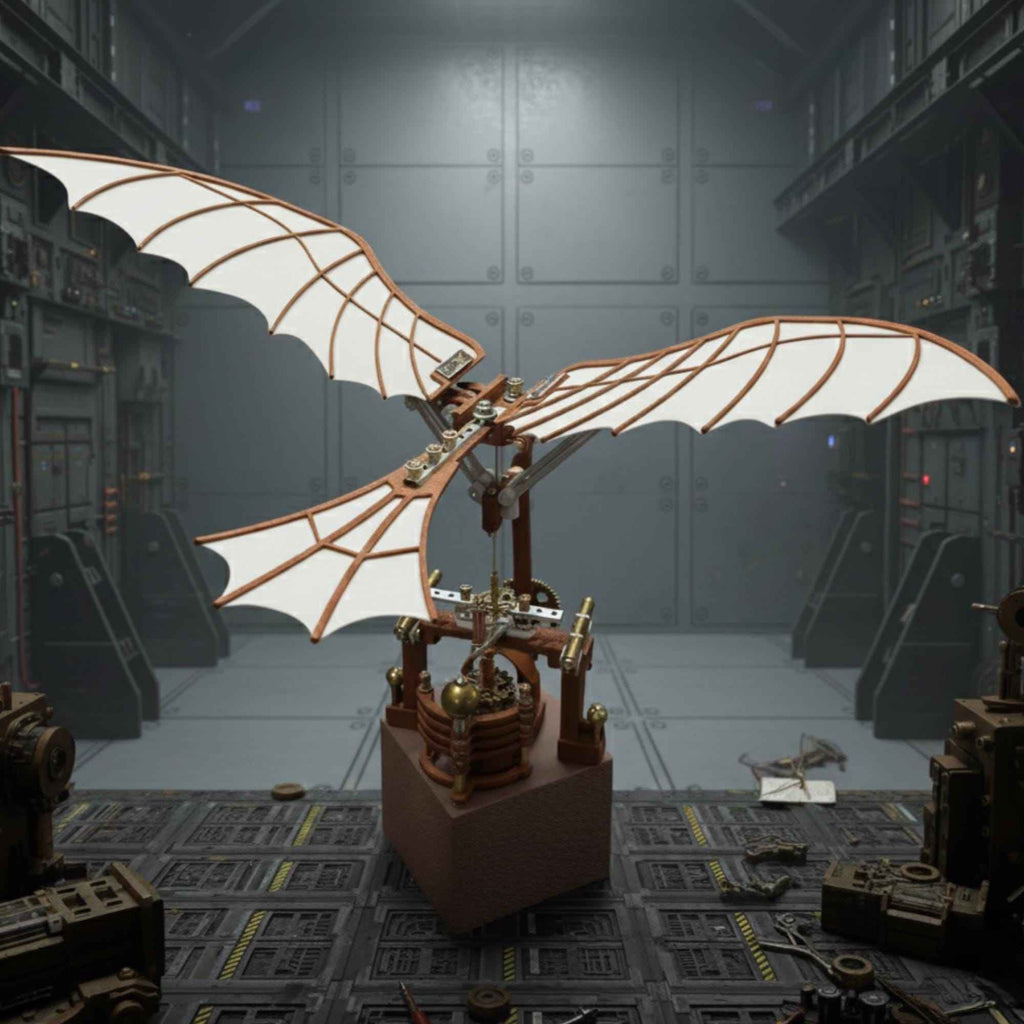Da Vinci Ornithopter DIY Music Box Steampunk Flying Machine Model Mechanical Art Kit Castle in the Sky Display Decor