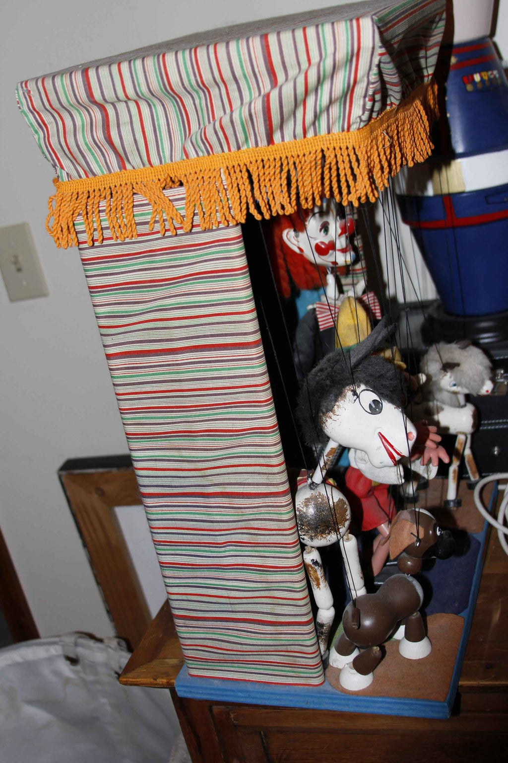 Vintage Pelham Puppet Display with Rare Bimbo the clown