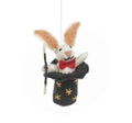 Novelty Rabbit Magician Easter Decoration - Hat-Trick Bunny Hanging Felt - Wool Rabbit - Seasonal Decorations - Easter Hanging Bauble