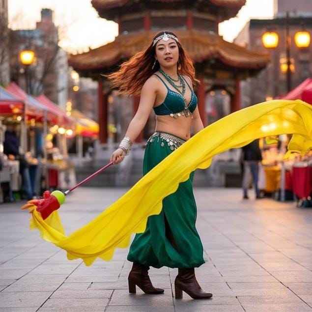 Sunburst Emperor Handmade Silk Dragon Ribbon Poi | 252