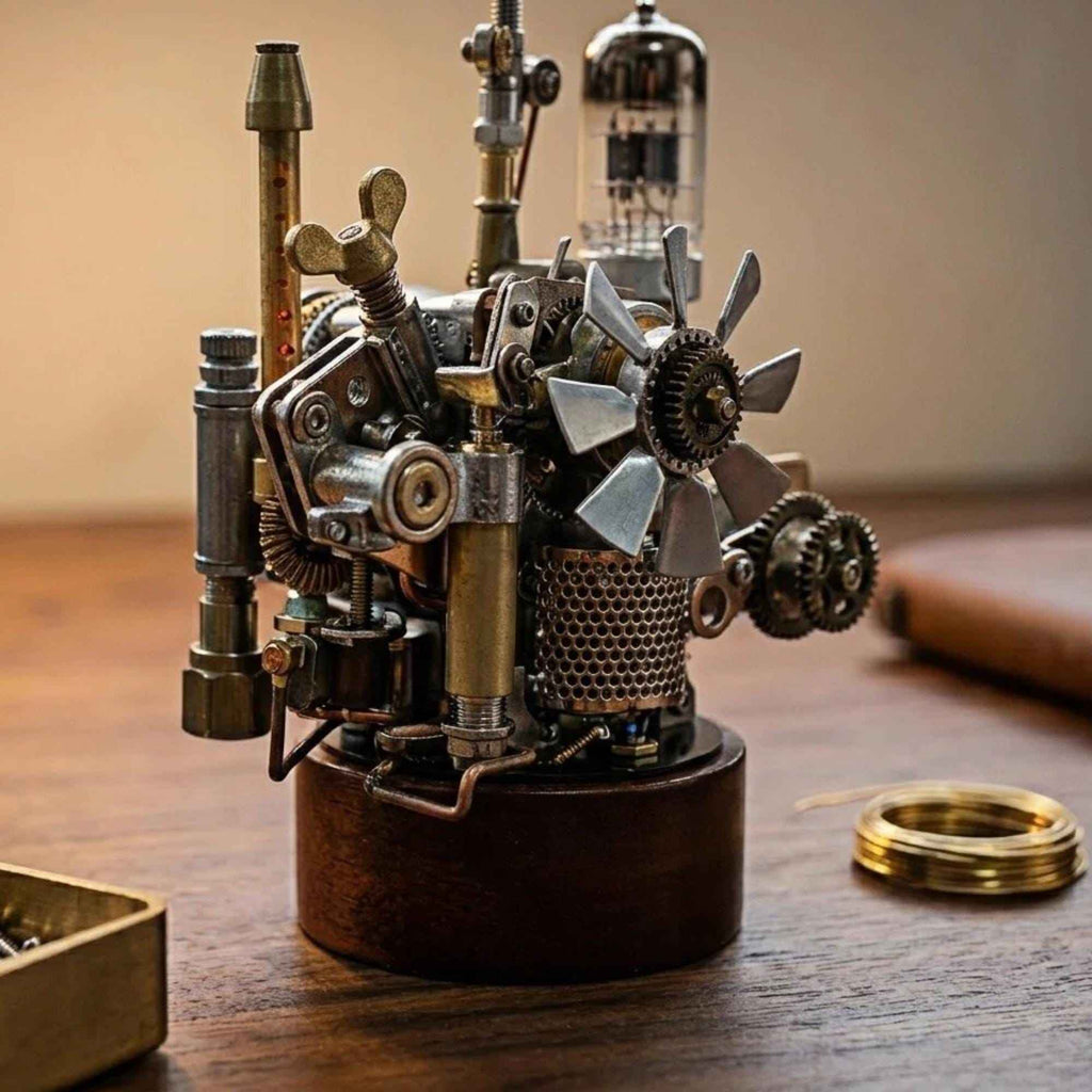 Steampunk Ornithopter Automaton, Mechanical Flying Machine Sculpture, Kinetic Desk Object