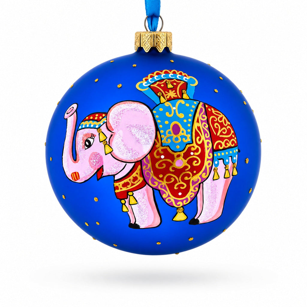 Circus Elephant Performer on Dazzling Glass Ball Christmas Ornament 4 Inches by BestPysanky