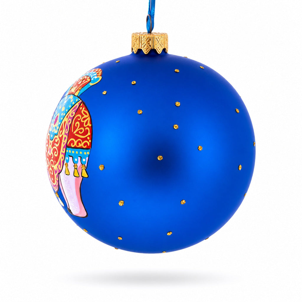 Circus Elephant Performer on Dazzling Glass Ball Christmas Ornament 4 Inches by BestPysanky