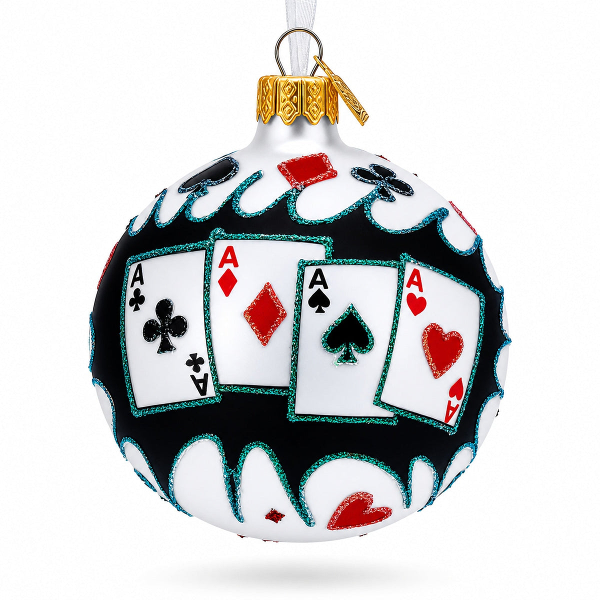 Playing Cards Deck Glass Christmas Ornament 3.25 Inches by BestPysanky