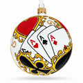 Playing Cards and Casino Chips Glass Ball Christmas Ornament 4 Inches by BestPysanky