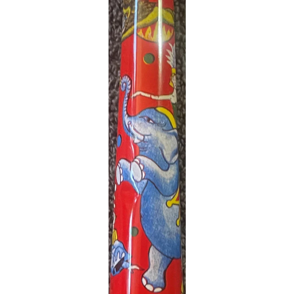 Large NOS 1960s World Circus Tin Horn Noisemaker 🎪 Colorful Clowns Animals Balloons