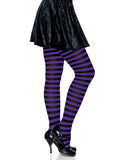 Women's Purple Black Striped Witch Tights Halloween Costume by Masquerade