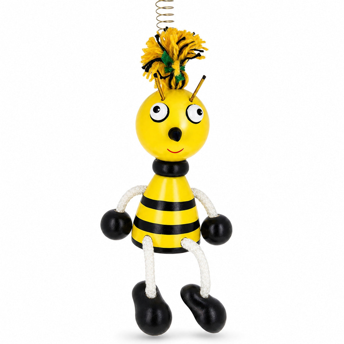 Bee Wooden Doll on a Spring 6 Inches by BestPysanky
