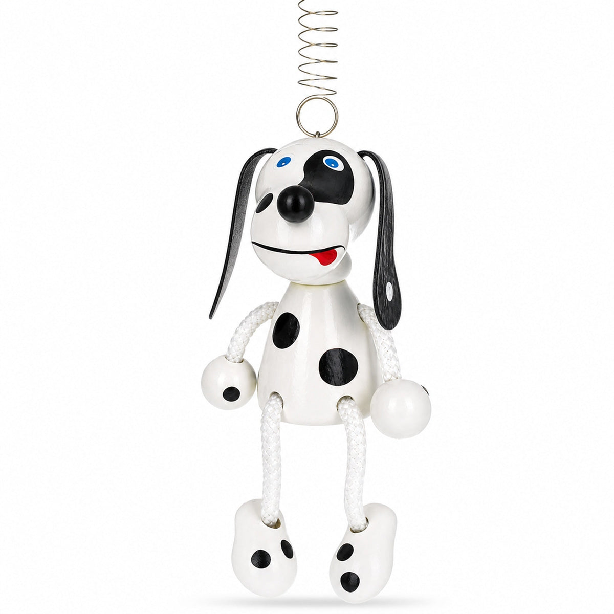 Dalmatian Dog Wooden Doll on a Spring 5.7 Inches by BestPysanky