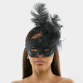 Mesh Flower Feather Accent Lace Masquerade Halloween Mask by Madeline Love
