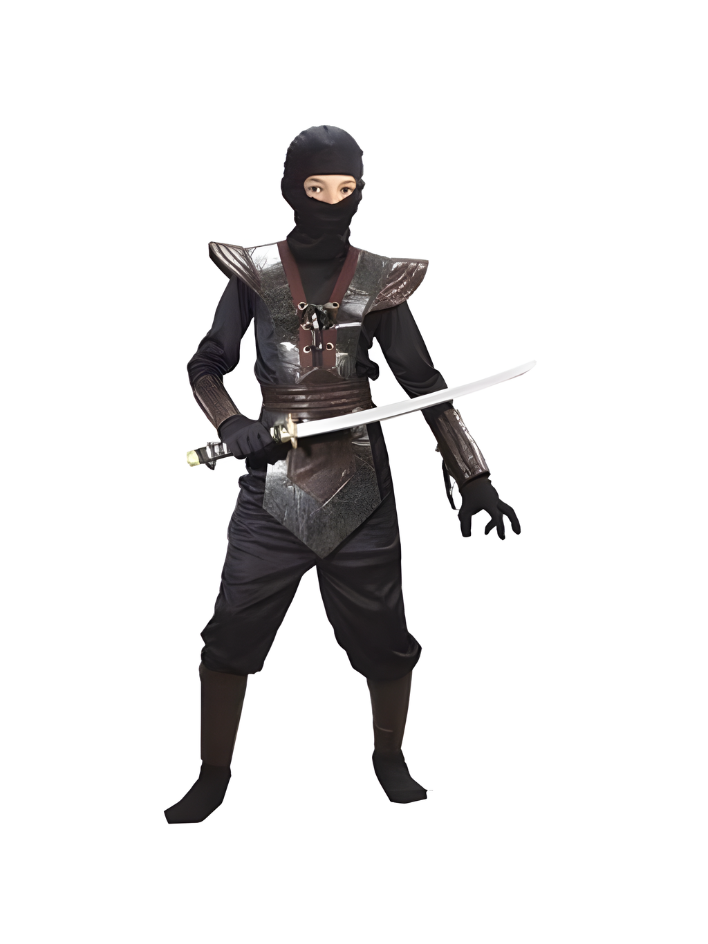 Child Leather Black Ninja Fighter Costume by Masquerade
