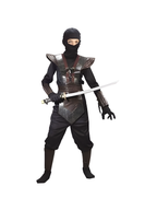 Child Leather Black Ninja Fighter Costume by Masquerade