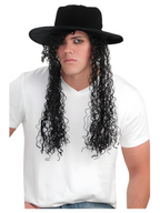 Mens Michael Jackson Hat With Wig by Masquerade
