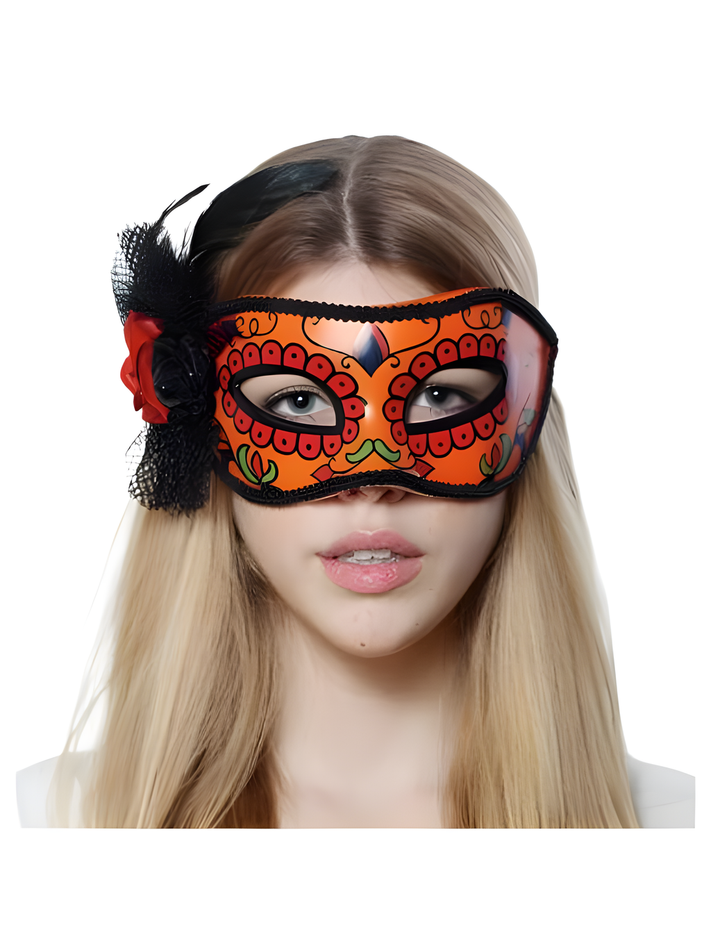 Day Of Dead Mask With Flower Trim by Masquerade
