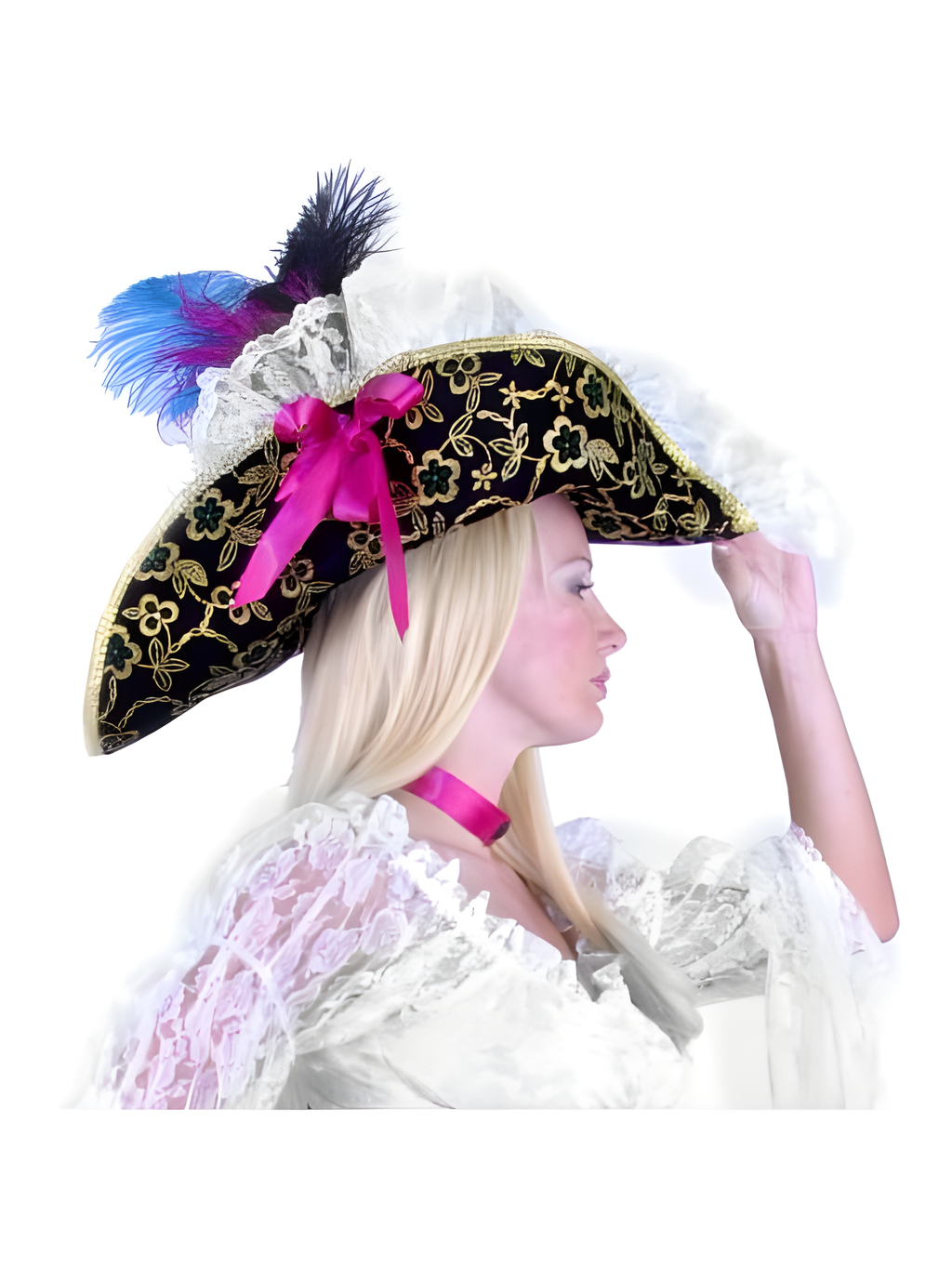 Women's Black Lacey Pirate Hat by Masquerade