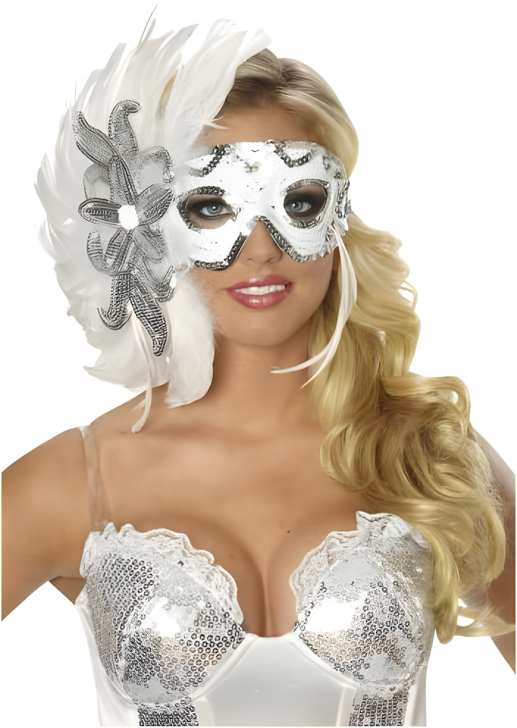 Womens Winter Eve Feather Eye Mask by Masquerade