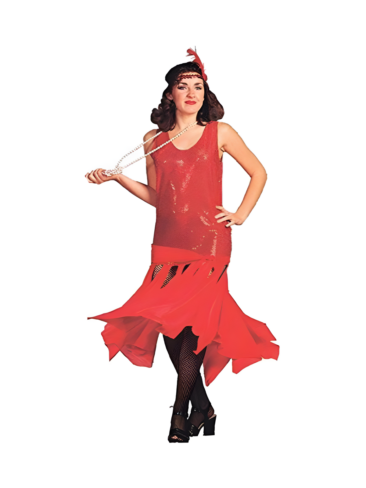 Adult Red 20s Scarf Flapper Costume by Masquerade