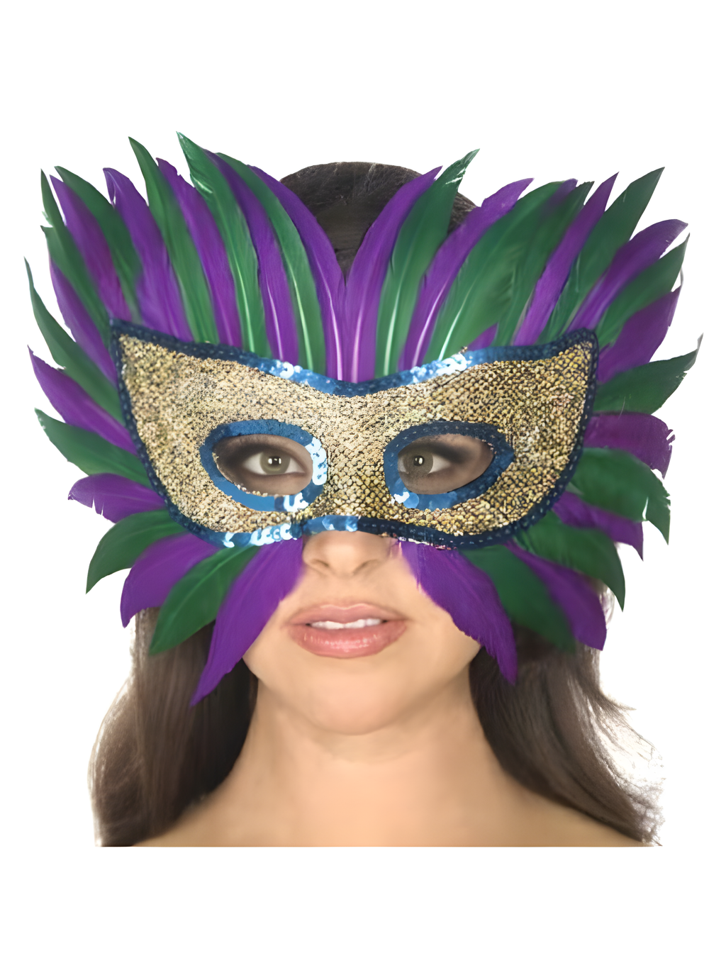Adult Mardi Gras Feather Eye Mask by Masquerade
