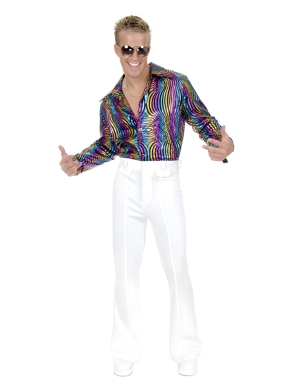 Adult Men's Multi Glitter Disco Shirt by Masquerade