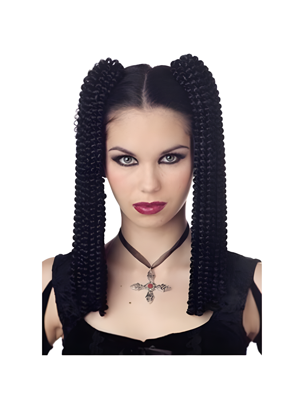 Black Spiral Fall Clip-On Hairpiece by Masquerade