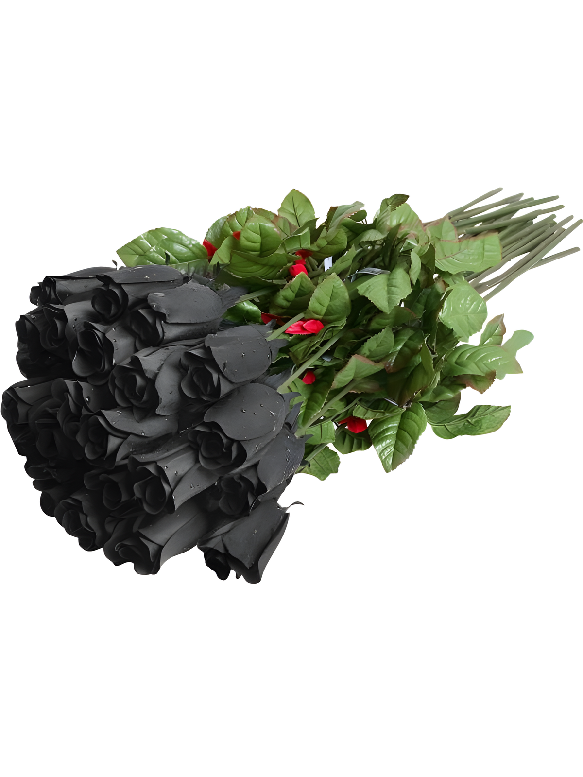 Dozen Fake Black Rose w/ Rain Drops by Masquerade